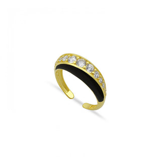 BLACK SOLITAIRE LINE ENAMEL RING