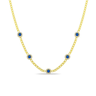 SAPPHIRE BLUE ROUND SOLITAIRE CHOKER - ELEGANT GIRLS