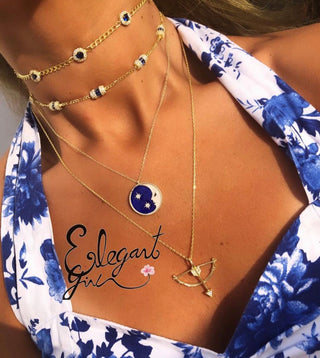 SAPPHIRE BLUE ROUND SOLITAIRE CHOKER - ELEGANT GIRLS