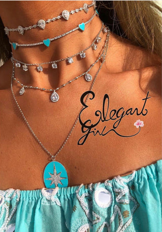 STAR DUST NECKLACE TURQUOISE SILVER