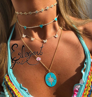 GOLD BUTTERFLY CHOKER OR LONG NECKLACE - ELEGANT GIRLS