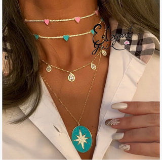 STAR DUST NECKLACE TURQUOISE GOLD