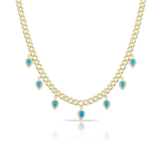 TURQUOISE MARQUISE STONES DANGLING CHOKER