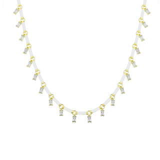 WHITE BAGUETTE DANGLE CHOKER