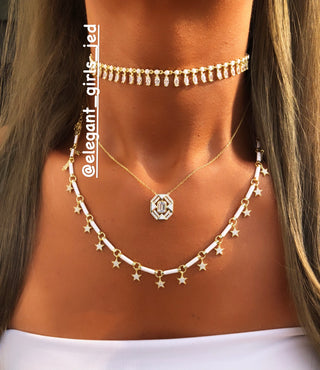WHITE STARS DANGLE CANDY CHOKER - ELEGANT GIRLS