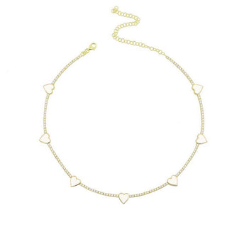WHITE TENNIS HEART CHOKER - ELEGANT GIRLS
