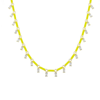NEON YELLOW BAGUETTE DANGLE CHOKER - ELEGANT GIRLS