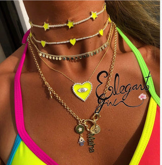 YELLOW TENNIS HEART CHOKER - ELEGANT GIRLS