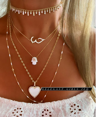 BEADS ENAMEL NECKLACE WHITE - ELEGANT GIRLS