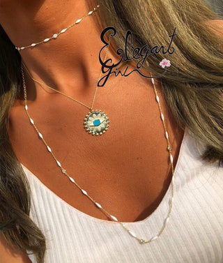 BEADS ENAMEL NECKLACE WHITE - ELEGANT GIRLS