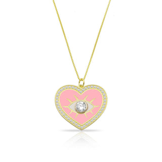 PINK HEART EYE ENAMEL NECKLACE