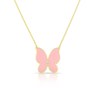 PINK BUTTERFLY NECKLACE - ELEGANT GIRLS