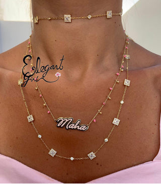 GOLD SQUARE CUT LONG NECKLACE