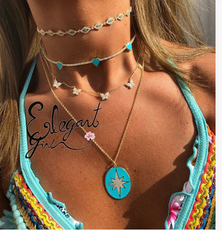 STAR DUST NECKLACE TURQUOISE GOLD