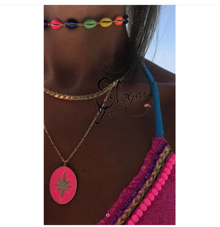 STAR DUST NECKLACE HOT PINK