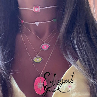 STAR DUST NECKLACE HOT PINK