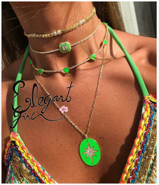 STAR DUST NECKLACE NEON GREEN