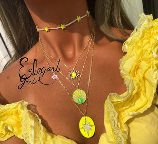 STAR DUST NECKLACE NEON YELLOW