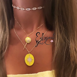 STAR DUST NECKLACE NEON YELLOW
