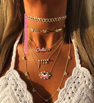 PINK PEARLS EYE NECKLACE NECKLACE