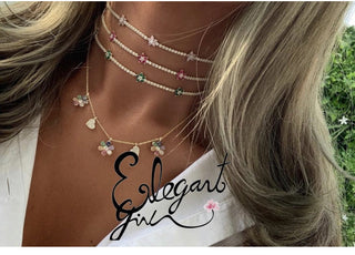PINK FLOWERS TENNIS CHOKER
