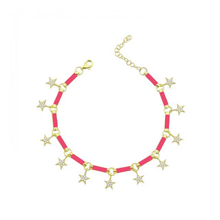 NEON PINK STARS DANGLE ANKLET