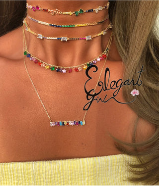 PRINCESS CUT RAINBOW LINE CHOKER