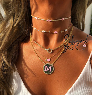 Tennis Eyes choker pink