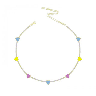 PASTEL COLORS TENNIS HEART CHOKER