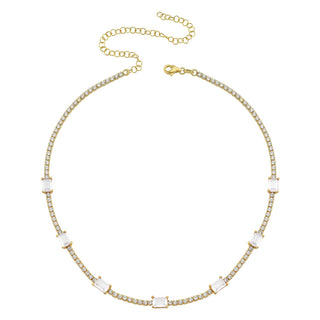 EMERALD WHITE STONE TENNIS CHOKER - ELEGANT GIRLS