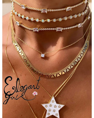 EMERALD WHITE STONE TENNIS CHOKER - ELEGANT GIRLS
