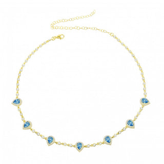 GOLD BLUE MARQUISE CHOKER - ELEGANT GIRLS