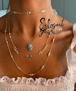 DOUBLE SIDE EYE CHOKER & LONG NECKLCE