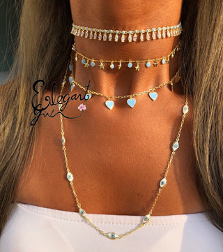 DOUBLE SIDE EYE CHOKER & LONG NECKLCE
