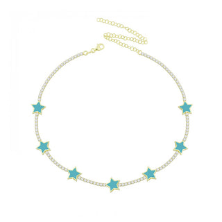 TIFFANY BLUE STARS TENNIS  CHOKER
