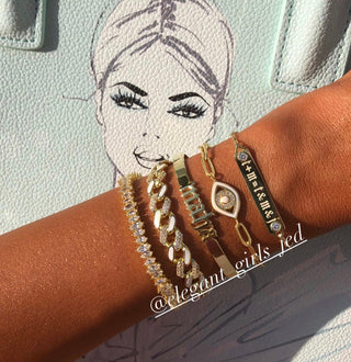 WHITE ENAMEL CUBAN BRACELET