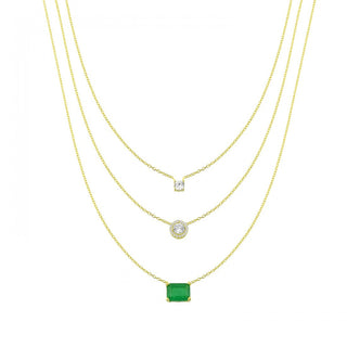NEW SOLITAIRE EMERALD LAYER NECKLACE