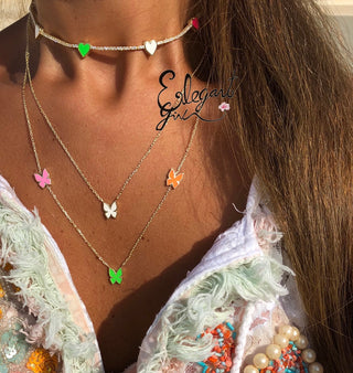 WHITE CANDY COLORS TENNIS HEART CHOKER - ELEGANT GIRLS