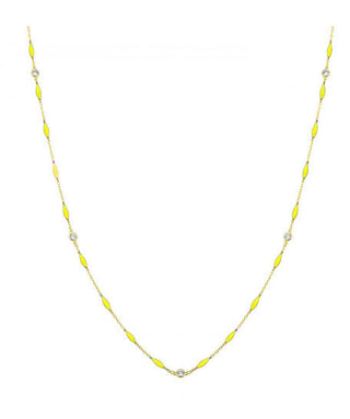 BEADS ENAMEL NECKLACE YELLOW - ELEGANT GIRLS