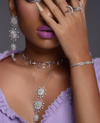 MULTI CHARM CHOKER SILVER