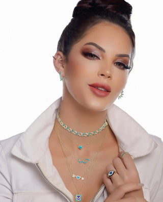 CUBAN BLUE ENAMEL CHOKER - ELEGANT GIRLS