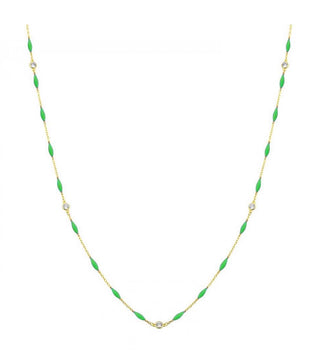 BEADS ENAMEL NECKLACE GREEN - ELEGANT GIRLS