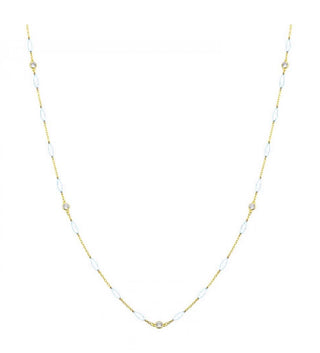 BEADS ENAMEL NECKLACE WHITE - ELEGANT GIRLS