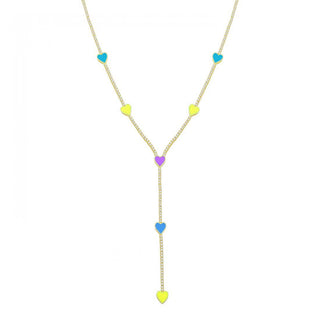 PASTEL COLORS TENNIS HEART LONG NECKLACE - ELEGANT GIRLS