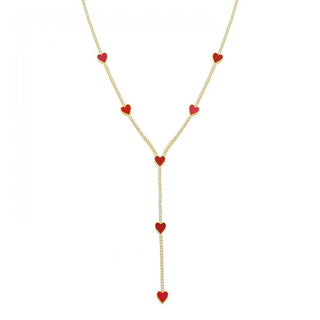 TENNIS RED HEART LONG NECKLACE - ELEGANT GIRLS