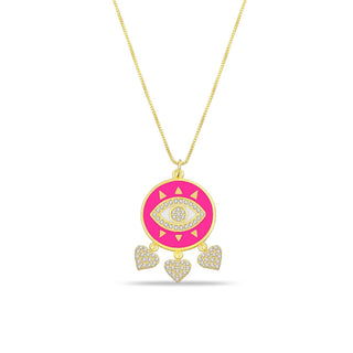 HOT PINK DANGLE EYE NECKLACE