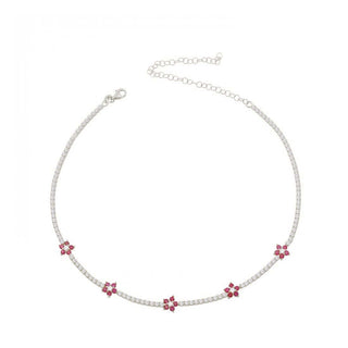 RUBY FLOWERS TENNIS CHOKER