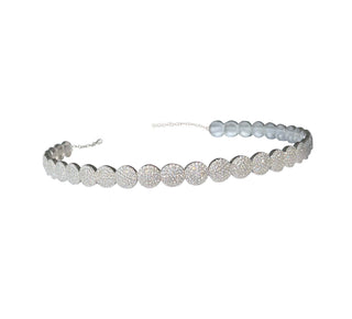SILVER ROUND PAVE CHOKER