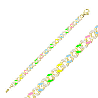 LIGHT COLOR NEON ENAMEL CUBAN BRACELET