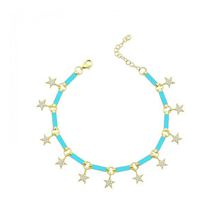 NEON BLUE STARS DANGLE ANKLET